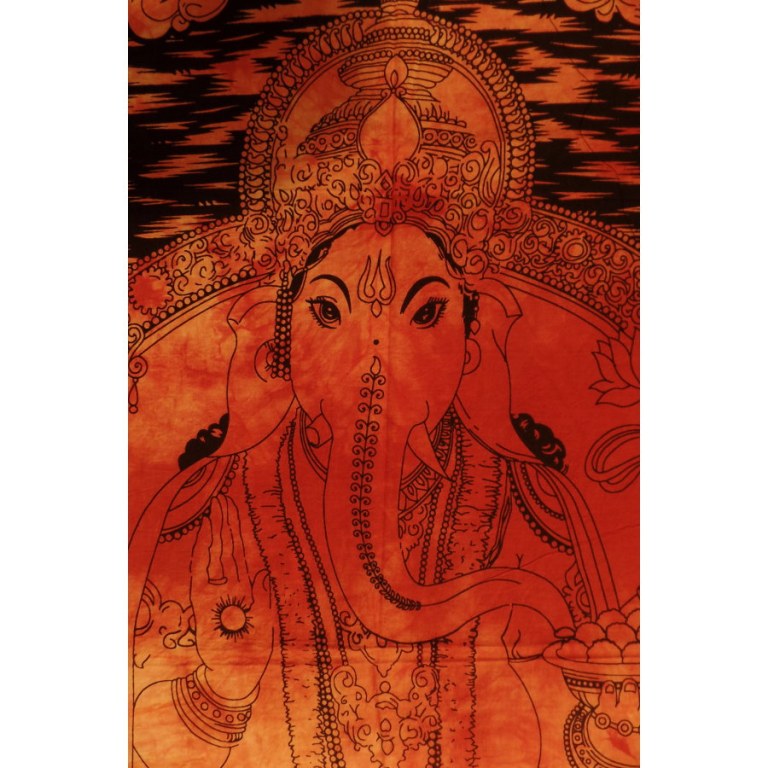 Petite tenture orange beautiful Ganesh et son rat