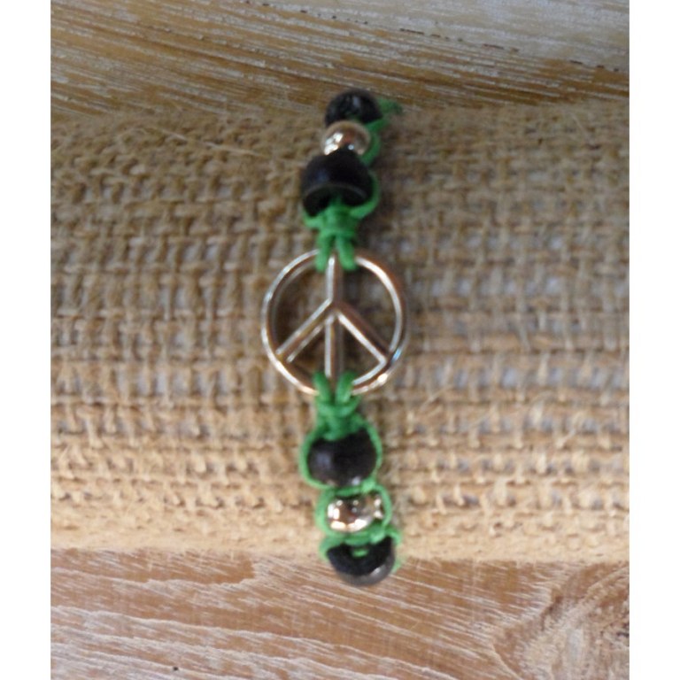 Bracelet macramé vert peace and love 