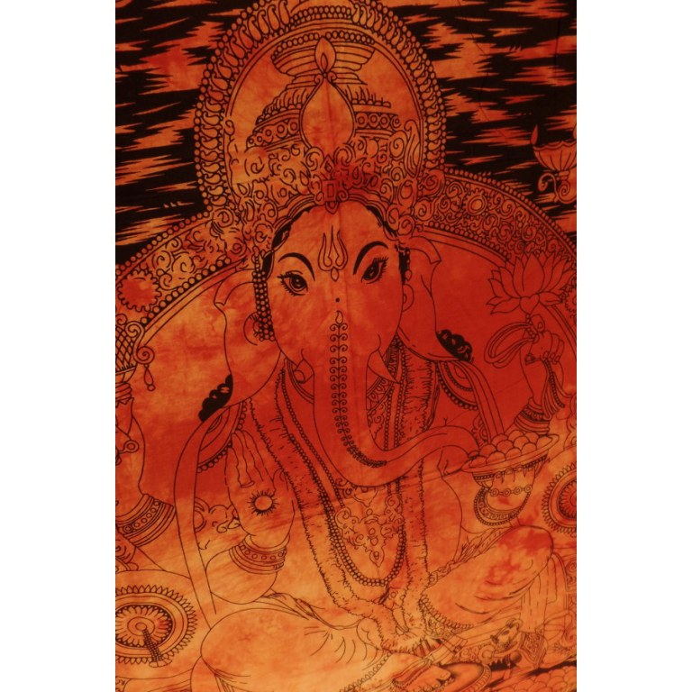 Petite tenture orange beautiful Ganesh et son rat