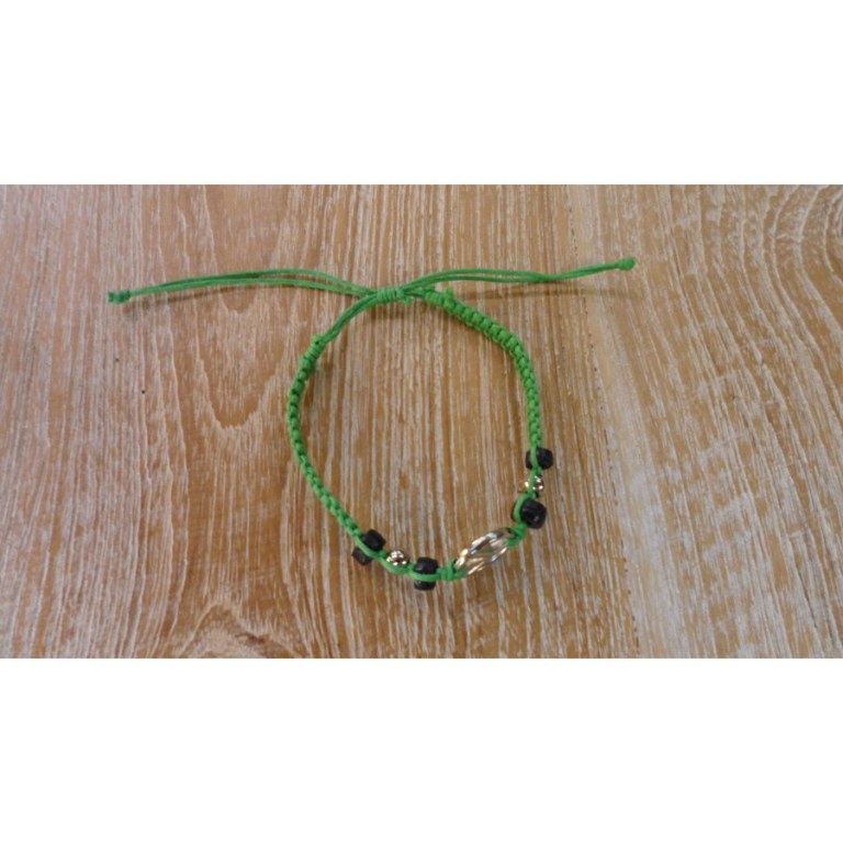 Bracelet macramé vert peace and love 