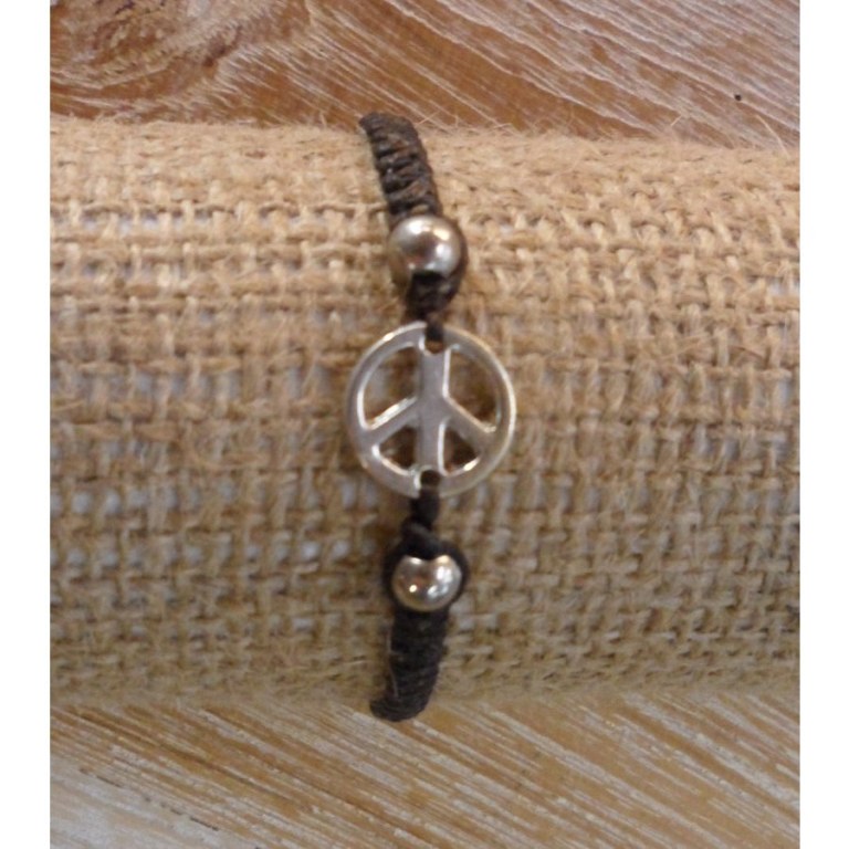 Bracelet macramé marron peace and love 