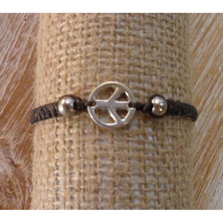 Bracelet macramé marron peace and love 