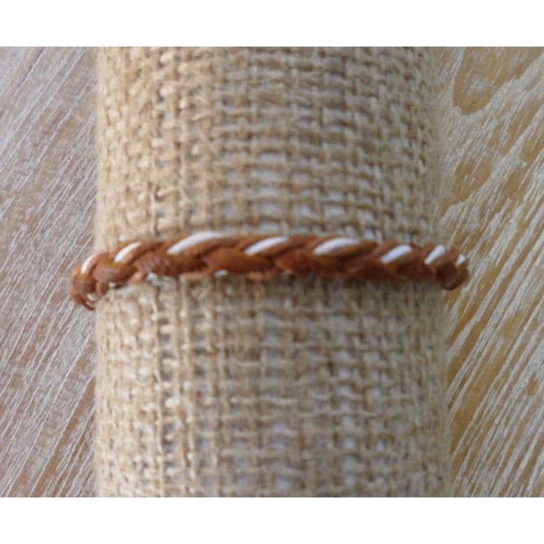 Bracelet fil et cuir marron 