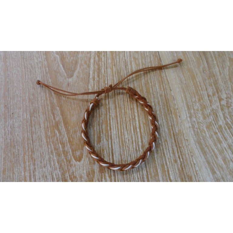 Bracelet fil et cuir marron 