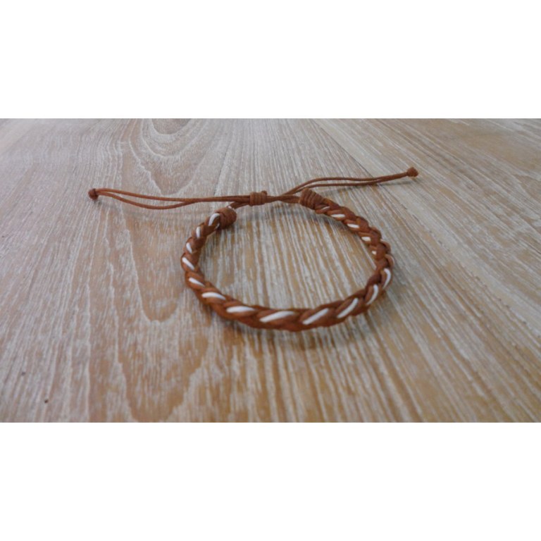 Bracelet fil et cuir marron 