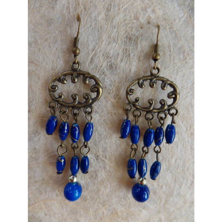 Boucles d'oreilles rup khi bleu foncé