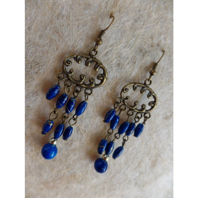 Boucles d'oreilles rup khi bleu foncé