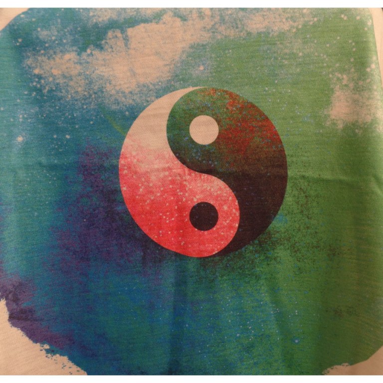 Débardeur yin yang cercle vert et bleu