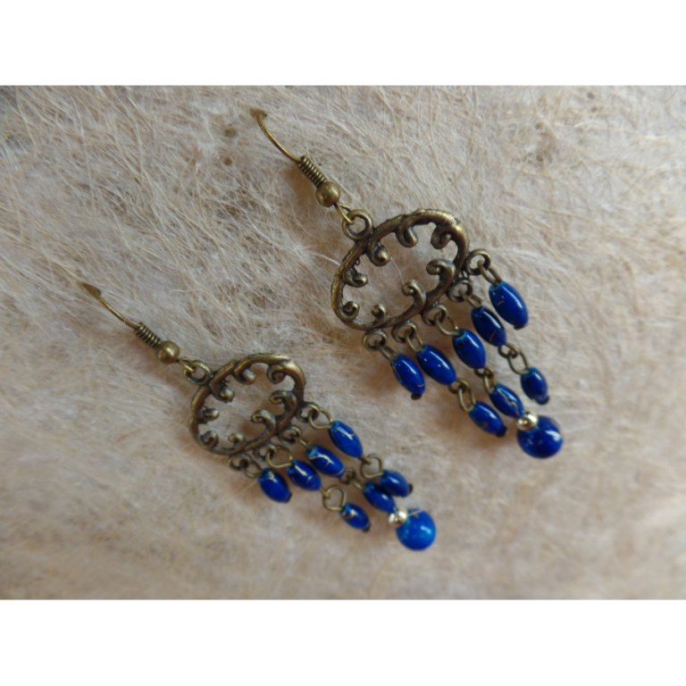 Boucles d'oreilles rup khi bleu foncé