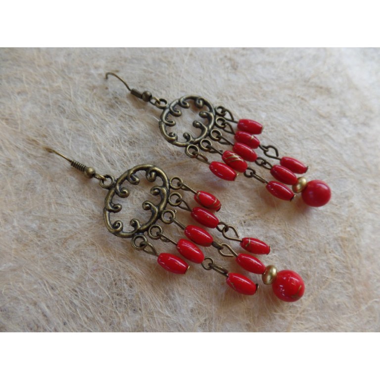 Boucles d'oreilles rup khi rouges