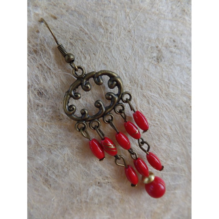 Boucles d'oreilles rup khi rouges