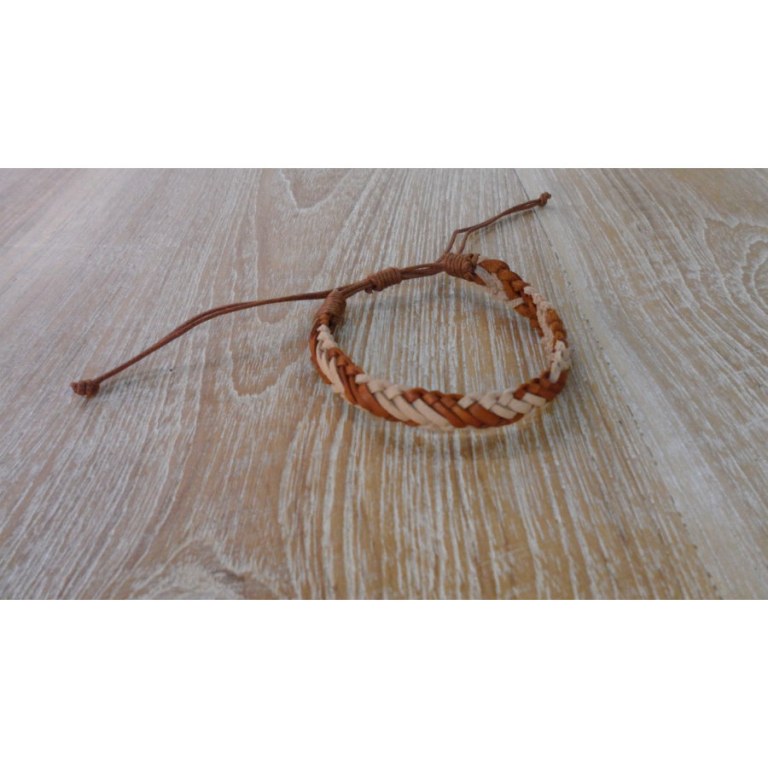 Bracelet kulit beige et marron