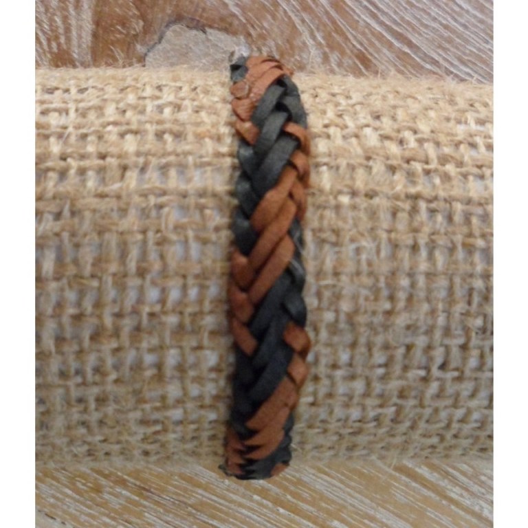 Bracelet kulit marron et noir