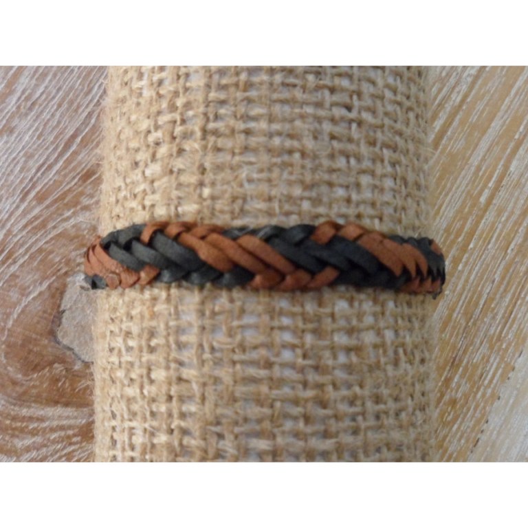 Bracelet kulit marron et noir