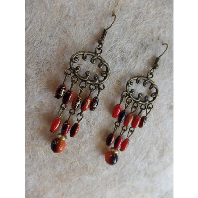 Boucles d'oreilles rup khi orange foncé