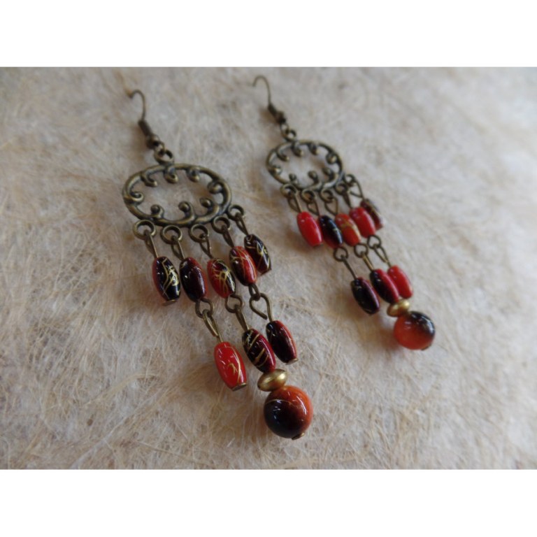 Boucles d'oreilles rup khi orange foncé