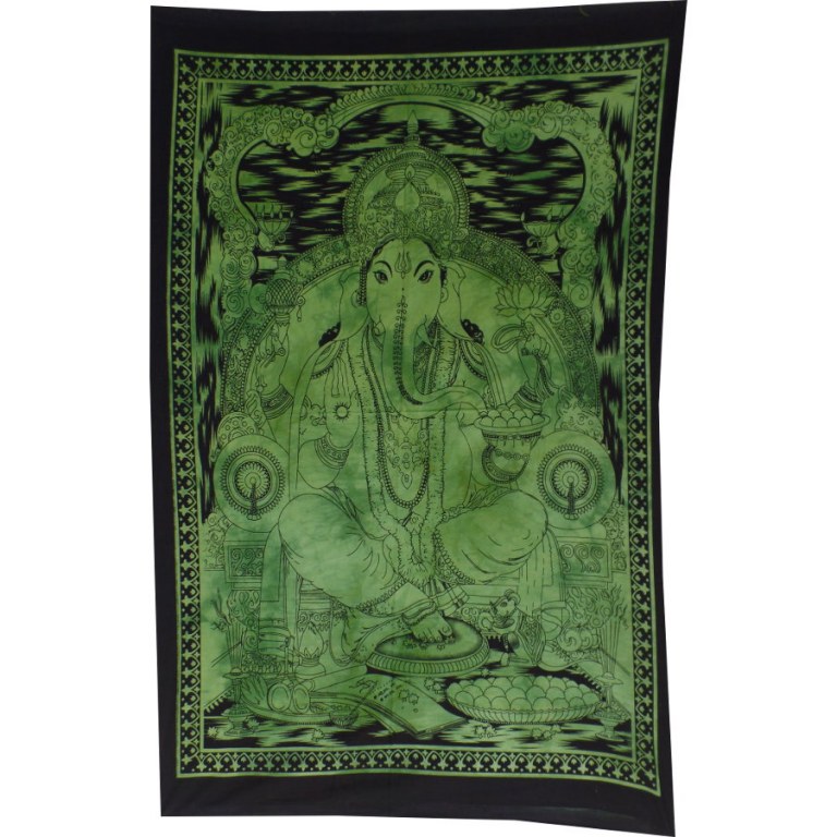 Petite tenture verte beautiful Ganesh et son rat