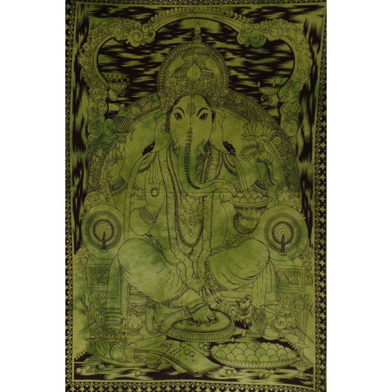 Petite tenture verte beautiful Ganesh et son rat