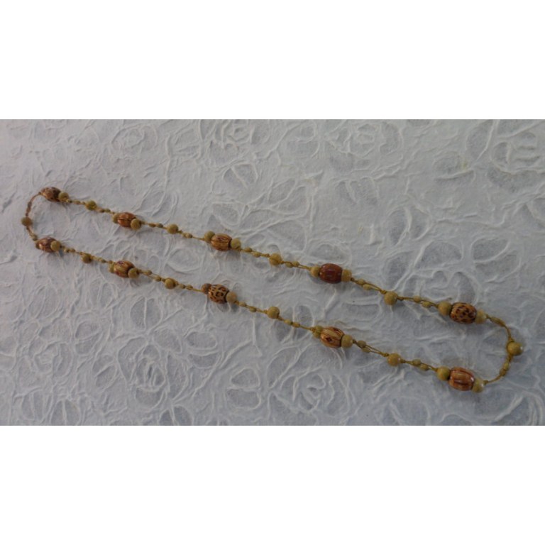 Collier perles madera clair