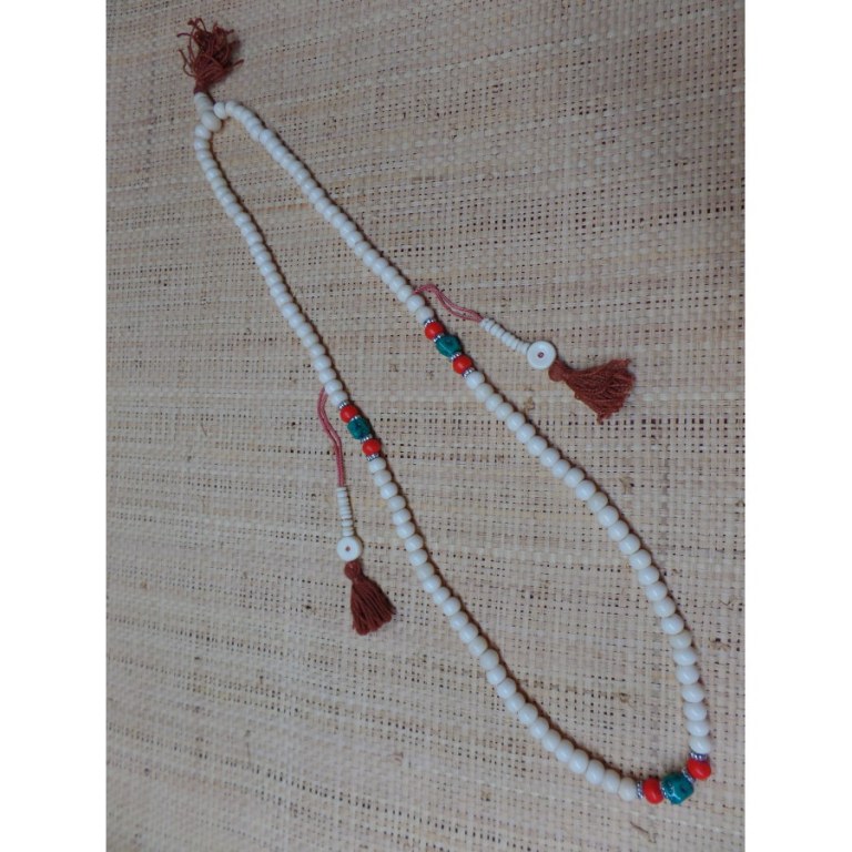 Mala 84 cm os de yak/turquoise et corail avec compteur