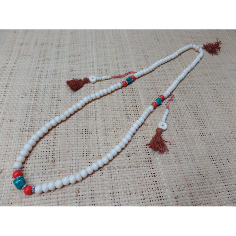 Mala 84 cm os de yak/turquoise et corail avec compteur