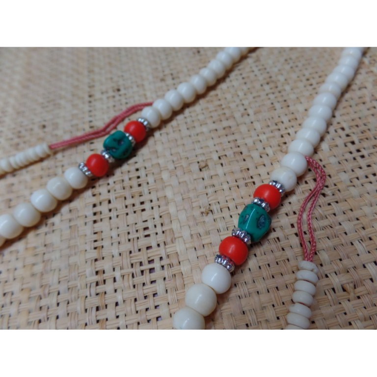 Mala 84 cm os de yak/turquoise et corail avec compteur