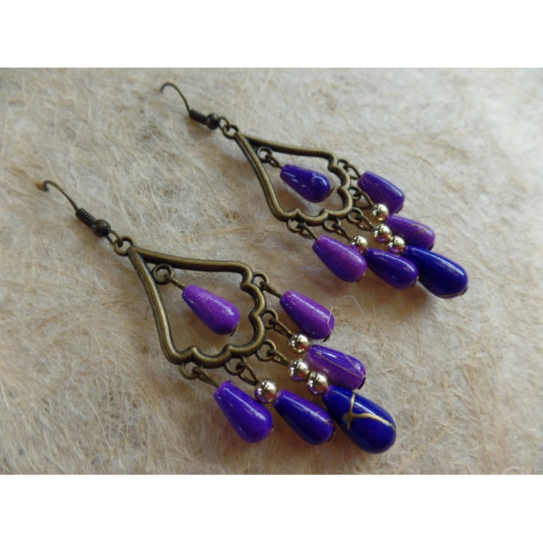 Boucles d'oreilles faen mauves