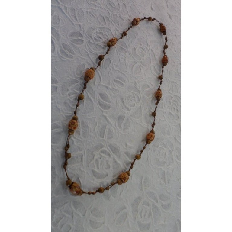 Collier perles madera foncé