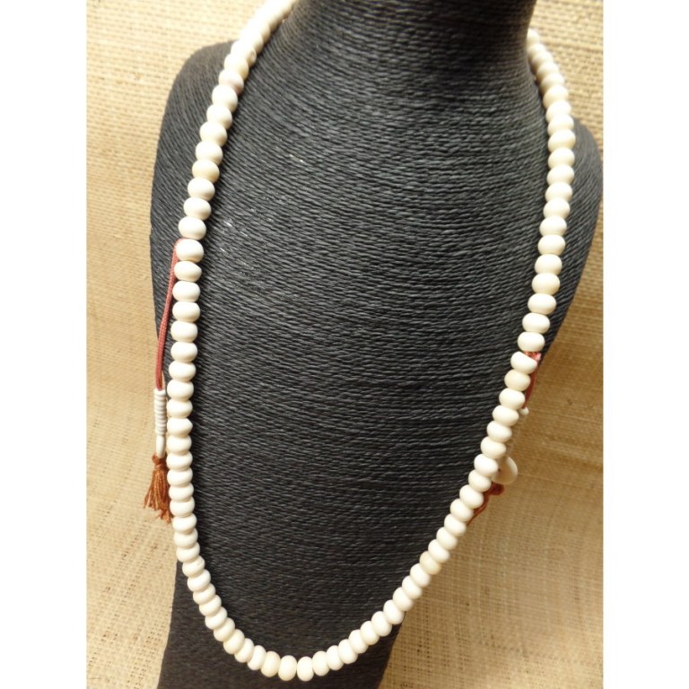 Mala 88 cm perles en os blanc 