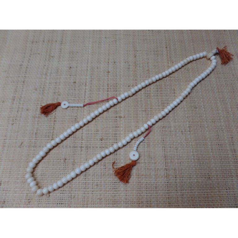 Mala 88 cm perles en os blanc 