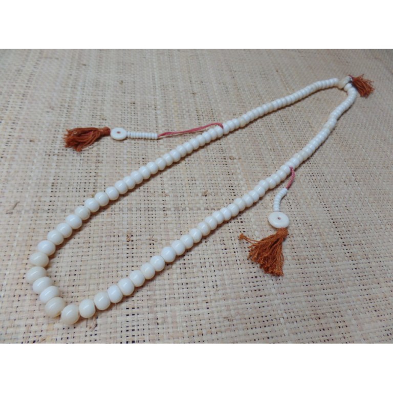 Mala 88 cm perles en os blanc 