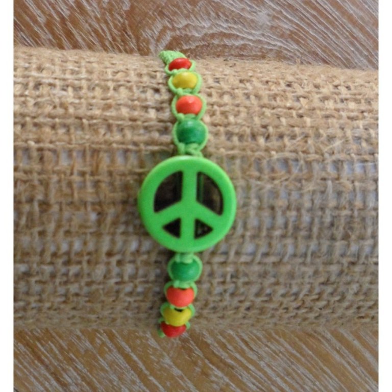 Bracelet macramé peace and love vert fluo