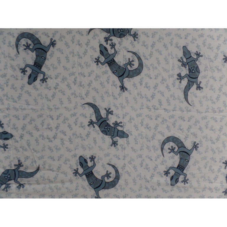 Paréo/tenture blanc/gris bleuté les lézards