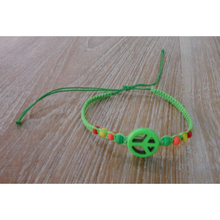 Bracelet macramé peace and love vert fluo