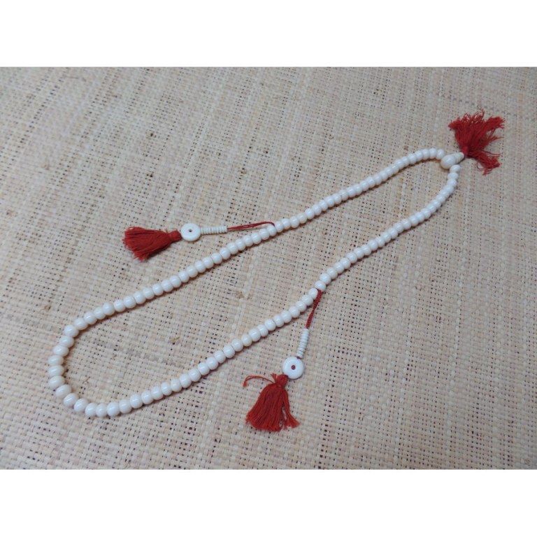 Mala 68 cm perles en os blanc 