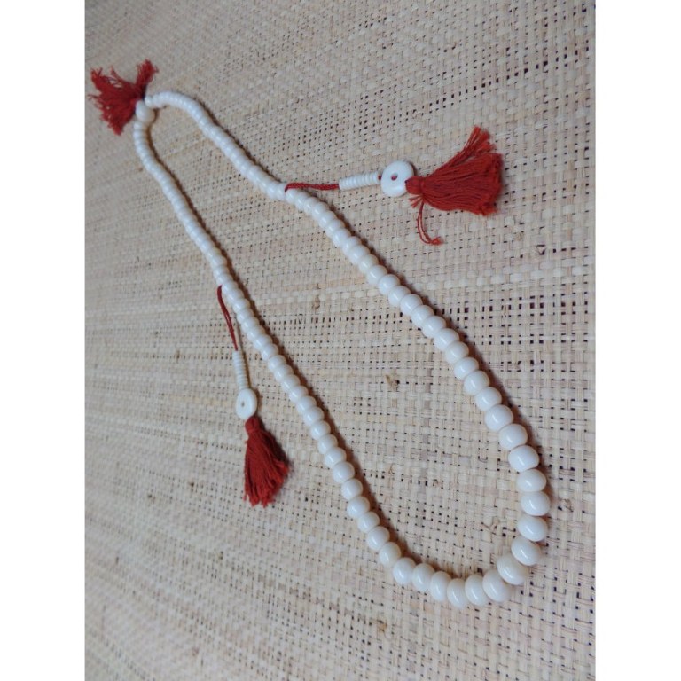 Mala 68 cm perles en os blanc 