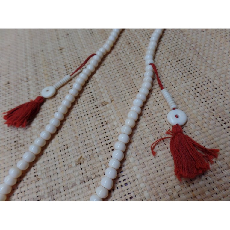 Mala 68 cm perles en os blanc 