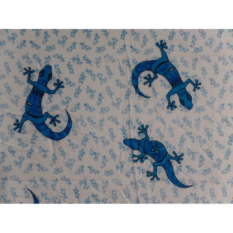 Paréo/tenture blanc/bleu les lézards
