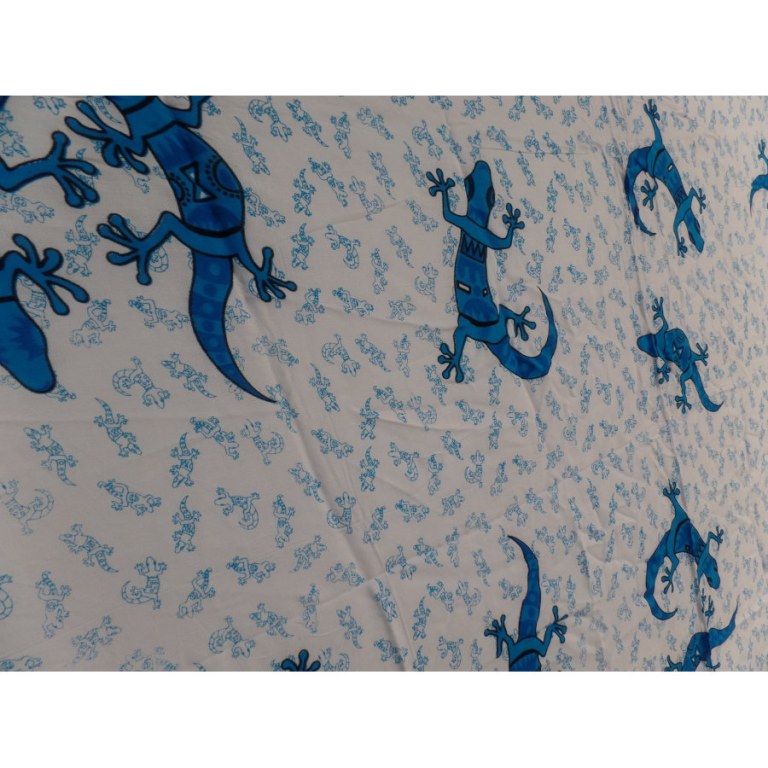Paréo/tenture blanc/bleu les lézards