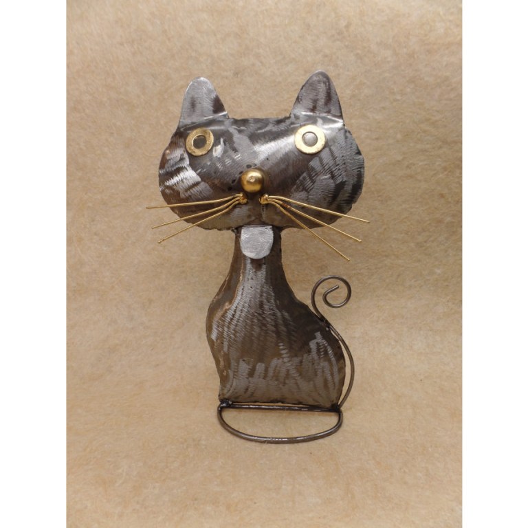 Statuette en métal chat qui tire la langue