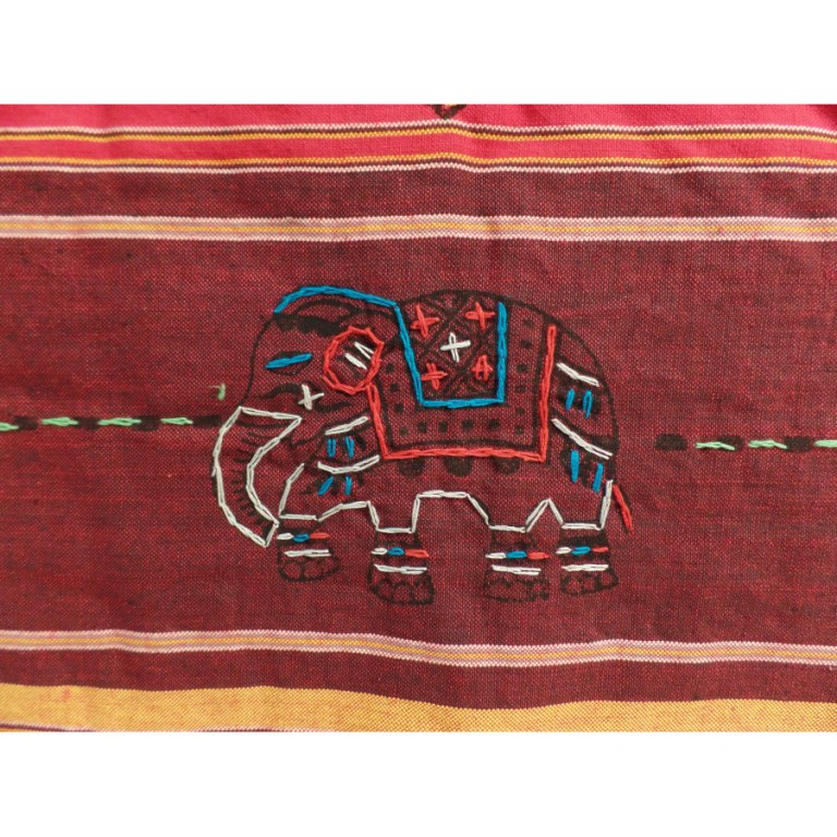 Tenture Chitwan rouge/jaune Bouddha eyes éléphant