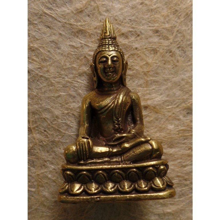 Miniature dorée Bouddha coiffe flammée