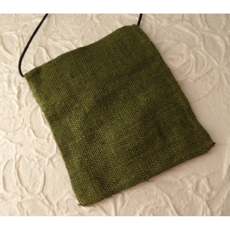 Pochette kaki chanvre naturel feuille verte