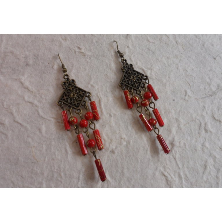 Boucles d'oreilles Boontam rouge