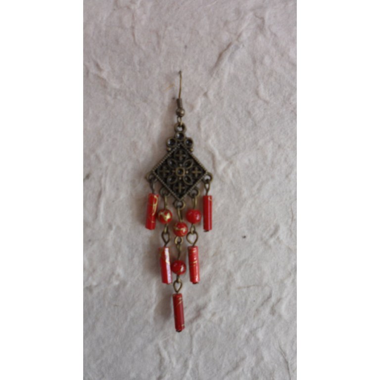 Boucles d'oreilles Boontam rouge