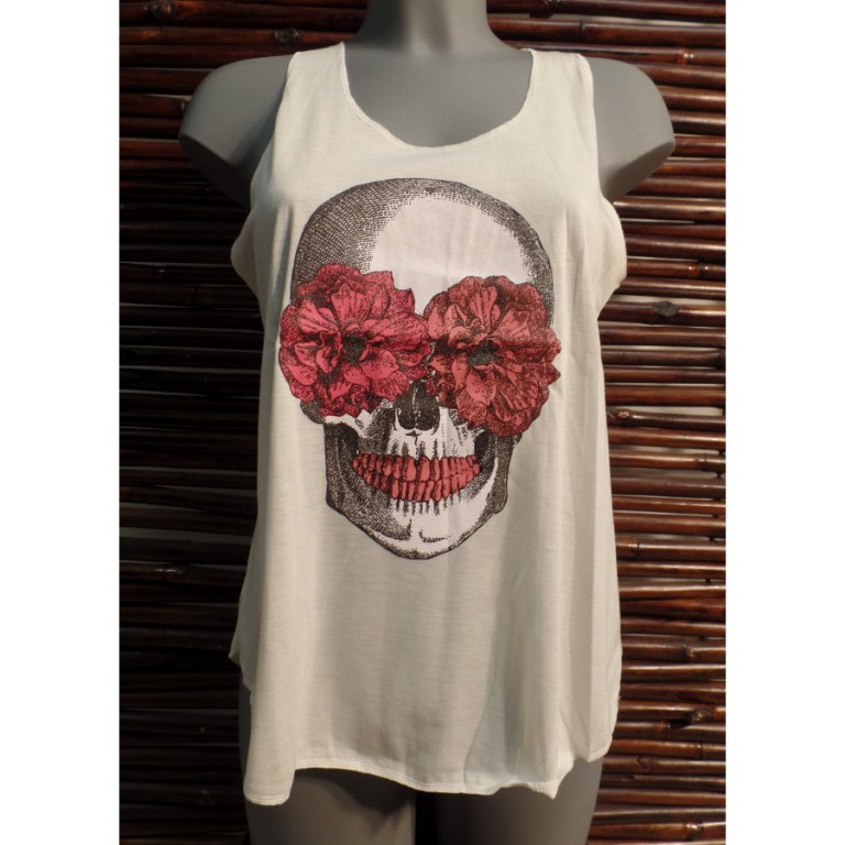 Débardeur tête de mort flower skull rouge