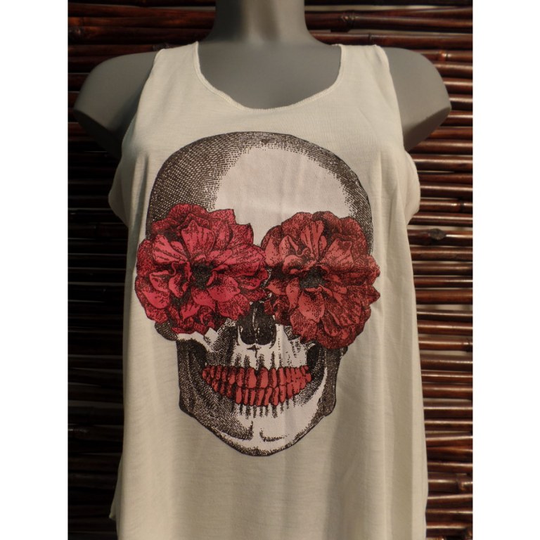 Débardeur tête de mort flower skull rouge