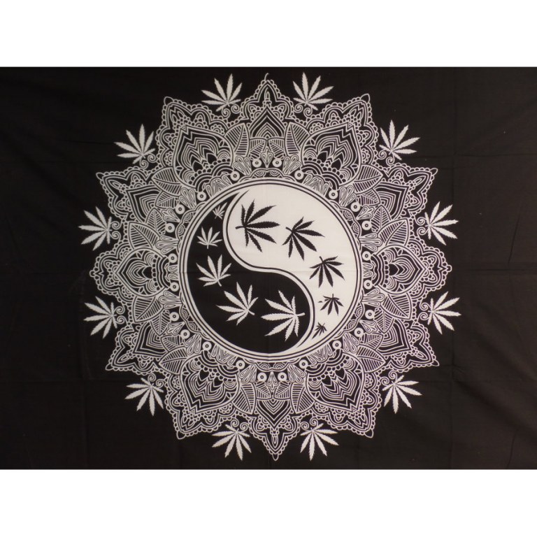 Tenture yin yang mandala leaf