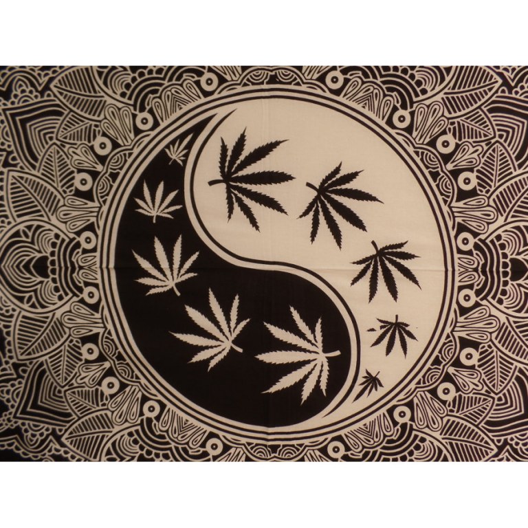 Tenture yin yang mandala leaf