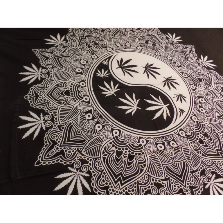 Tenture yin yang mandala leaf